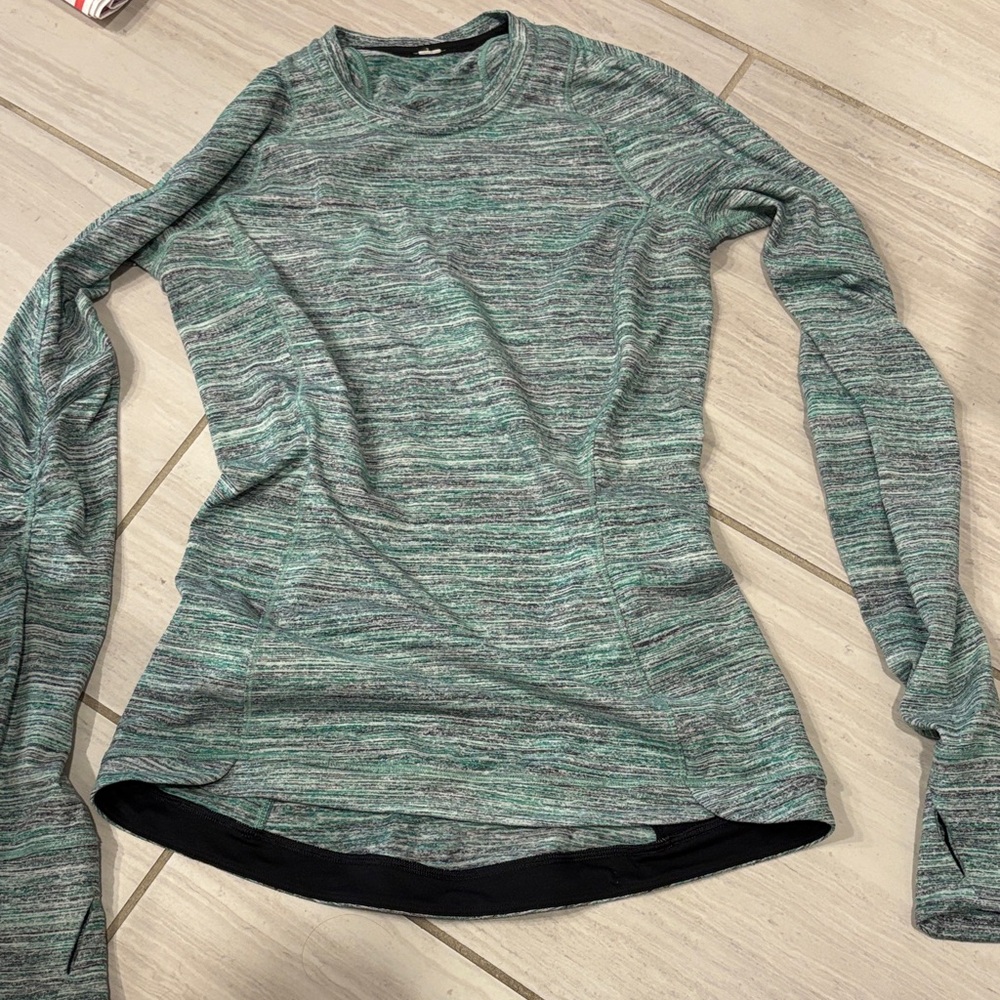 Lululemon Space Dye Camo Forage RunderfulWomen's Heathered Green Long Sleeve Top - Picture 1 of 8